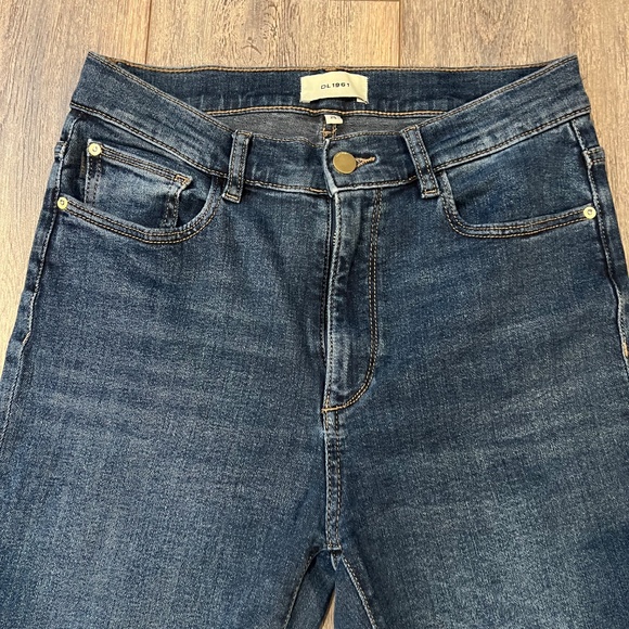 DL1961 Bridget Boot Highrise 31.5 Jeans Raw Edge Size 29 Dark Wash - Picture 3 of 11